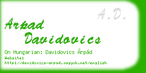arpad davidovics business card