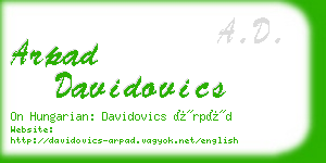 arpad davidovics business card